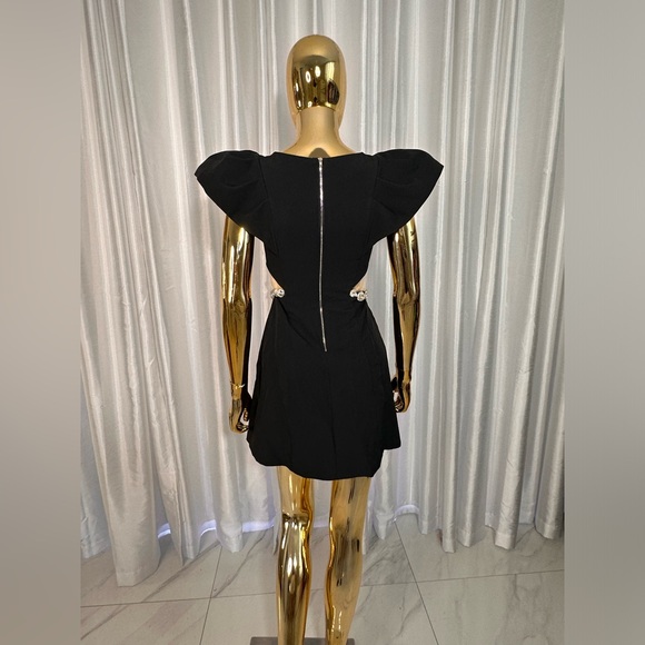 Power Shoulder Crystal Cut out  Baby Doll Dress - Picture 5 of 7